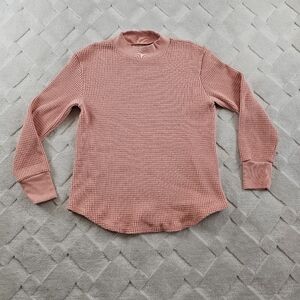 Madewell Mockneck Waffle Sweatshirt Tee Womes Extra Smal Pink